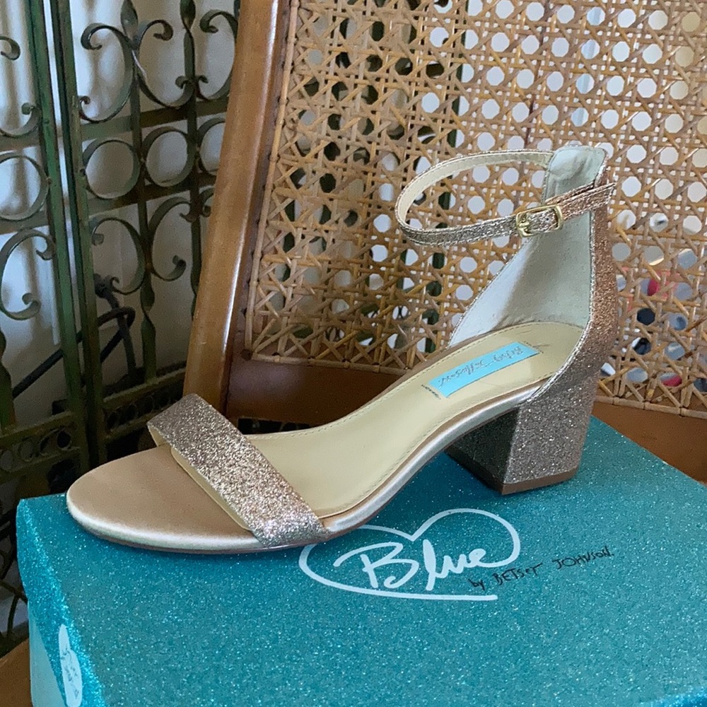 Betsey Johnson Champagne Glitter Heels